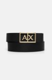 Armani Exchange curea de piele cu doua fete femei, culoarea negru, 941186 4F786