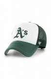 47 brand sapca MLB Oakland Athletics culoarea verde, cu imprimeu, B-TRTFM18KPP-DG