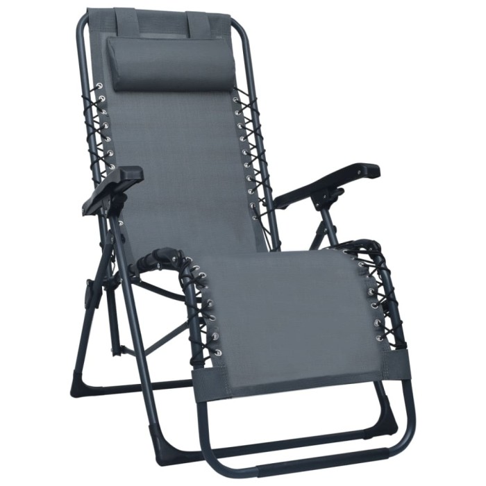 vidaXL Scaun șezlong pliabil, gri, textilenă 47898