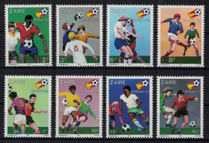 ZAIR 1981 - Fotbal, Cupa Mondiala din Spania / serie completa MNH