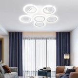 Lustra LED cu telecomanda BOEME, 50W, 6 Cercuri, lumina Rece/Calda/Neutra, Dimabila, Alb, Alessandro DESIGN