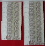 500 LEI 1991 APRILIE, LOT 15 BUC. CONSECUTIVE