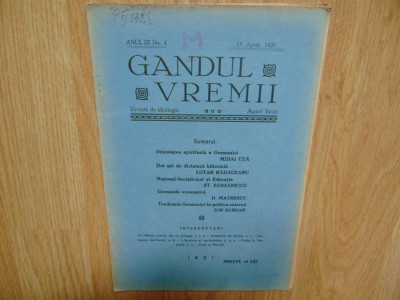 REVISTA GANDUL VREMII NR:4 APRILIE 1935 foto