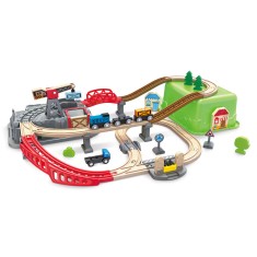 Jucarie din lemn - Set tren constructii (50 piese)