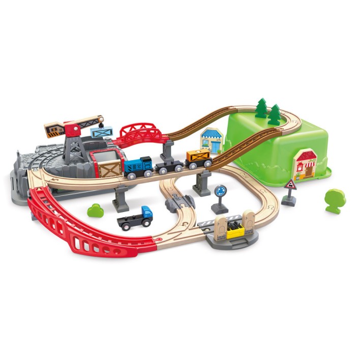 Jucarie din lemn - Set tren constructii (50 piese)