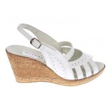 Sandale dama de vara cu platforme de 7 cm, din piele naturala, alba, S64ALBBOX