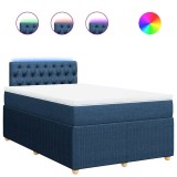 Cumpara ieftin Pat box spring cu saltea, albastru, 120x190 cm, material textil