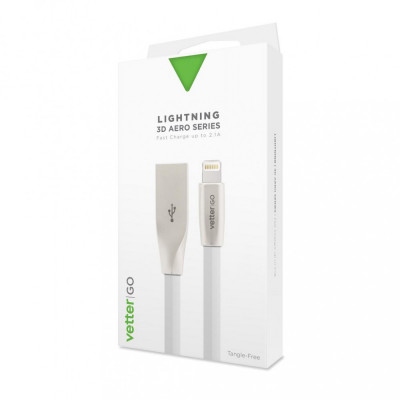 Cablu Lightning Vetter GO, pentru iPhone/iPad, Fast Charge, 3D Aero Series, Gri foto
