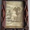 1900 TRAMP ART, Rama fotografie vintage din lemn, model deosebit sculptat manual
