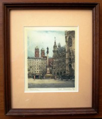 T.053 TABLOU LITOGRAFIE MUNCHEN SEMNAT INDESCIFRABIL