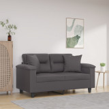 Canapea cu 2 locuri cu pernute, gri, 120 cm, piele ecologica GartenMobel Dekor, vidaXL