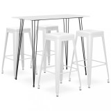 Cumpara ieftin Set mobilier de bar, 5 piese, alb