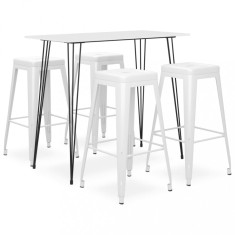 Set mobilier de bar, 5 piese, alb foto