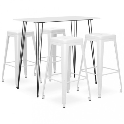 vidaXL Set mobilier de bar, 5 piese, alb foto