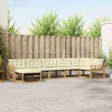 vidaXL Set de canapele de exterior cu pernă 7 pcs Alb și crem 3388896