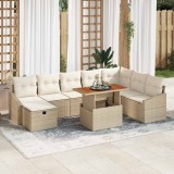VidaXL Set de canapele pentru grădină 9 pcs Bej poliratan