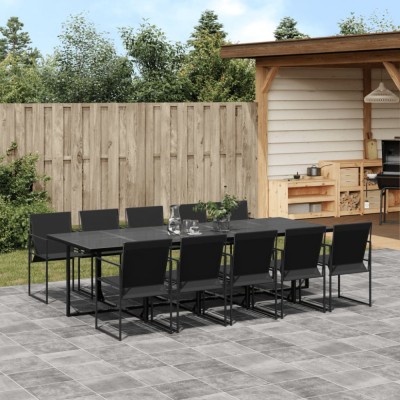 vidaXL Set mobilier de grădină, 11 piese, negru, textilenă 3295121 foto