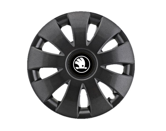 Set 4 Capace Roti Autohelix MSA&reg; potrivite jantelor de 15 inch, pentru Skoda Alb Negru model Aura Black