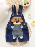 Salopeta Blugi Baieti Superbaby, 0-24 Luni, Denim, Catelus Aplicat, Albastru, Casual, Bumbac