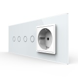 Cumpara ieftin Intrerupator Dublu + Dublu + Priza LIVOLO cu Rama Din Sticla, Standard Italian, 6M SmartElectro IntelligentHouse