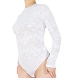 Cumpara ieftin Body Dama Dantela Luan, Dantela Florala, Maneca Lunga, Alb, Marimea L, Elegant, Sexy
