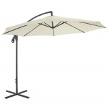 Umbrelă suspendată cu st&acirc;lp din oțel, nisipiu, 300 cm, vidaXL