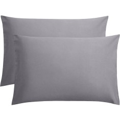 Set 2 huse perna din bumbac ranforce 100%, densitate 120 g/mp, Gri, 40/40cm