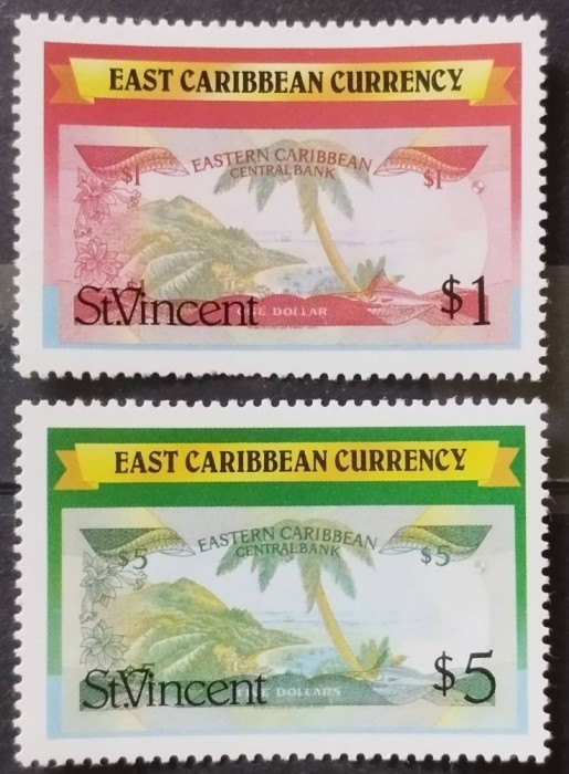BC363, ST.Vincent 1987, 2 timbre bancnote