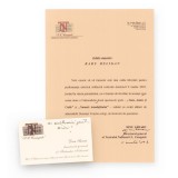 Dinu Săraru, adresă pentru Radu Beligan + carte de vizită cu &icirc;nsemnare olografă