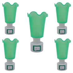 5 x Lampa de veghe, verde, cu intrerupator, lumina calda foto