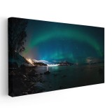 Tablou aurora boreala - Luminile Nordului in Norvegia Tablou canvas pe panza CU RAMA 70x140 cm