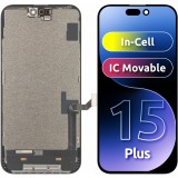 Display ecran cu Touchscreen si Rama pentru Apple Iphone 15 Plus, ZY Incell, IC Movable, Negru
