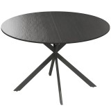 HOMCOM Masă rotundă de dining Industrial Negru &Oslash;120x75cm 4 Persoane Picioare Oțel