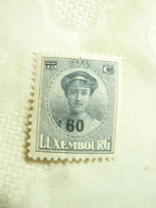 Timbru Luxemburg 1927 Printesa Charlotte ,supratipar 60C/75C ,sarniera