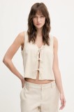 Hollister Co. vestă de in culoarea bej, un singur rand de nasturi, KI340-5068