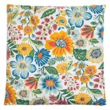 Pernă scaun din bumbac, model floral, 40x40cm, albă, CMCLASS