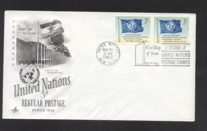 UN New York 1962 Definitives Mi.100 x 2 FDC UN.199