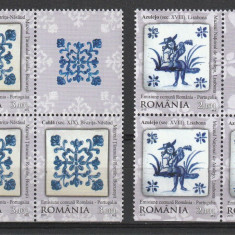 Serie comuna cu Portugalia bloc de 4 cu vinieta ,nr lista 1869a,Romania,