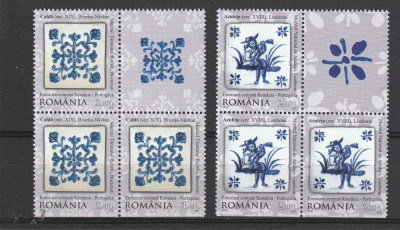 Serie comuna cu Portugalia bloc de 4 cu vinieta ,nr lista 1869a,Romania, foto