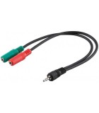 Cablu audio stereo Jack 3.5 mm 4 pini tata la 2x 3.5 mm 3 pini mama, Goobay
