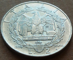 Moneda ISTORICA 2 LIRE - ITALIA FASCISTA, anul 1939 *cod 2067 B foto