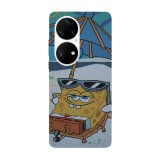 Husa compatibila cu Huawei Mate 40 Pro model Sponge bob chilling, Silicon, TPU, Viceversa, Transparent, Carcasa