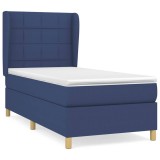Cumpara ieftin Pat box spring cu saltea, albastru, 90x190 cm, textil