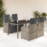VidaXL Set mobilier de grădină cu perne, 5 piese, gri, poliratan