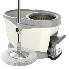 Set Galeata cu Pedala si Mop Rotativ 360&deg;, Flippy, Cu Actiune Centrifuga x4, Pentru Uz Casnic, Maner din Otel Inoxidabil Telescopic, 2 Capte din Bumba