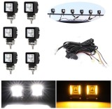 6 x LED Lumini de lucru Alb DRL Galben Hallo Lampe 12V 24V pentru Camion tractor Suv 4x4 Flood Beam