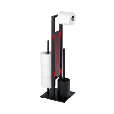 Suport pentru hartie igenica si perie WC, otel/sticla/PVC, negru mat, RESIGILAT