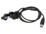 Conexiune cablu-adaptor USB A soclu / USB A mufă, montare pe panou