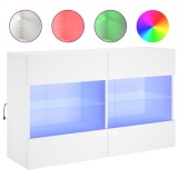 Cumpara ieftin Comoda TV de perete cu lumini LED, alb, 98,5x30x60,5 cm