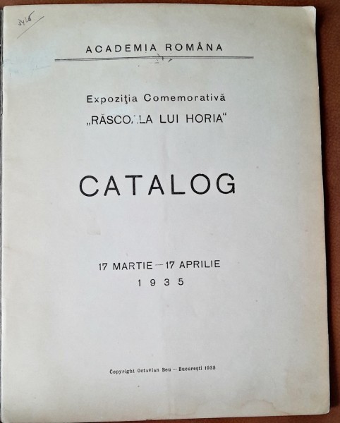 Octavian Beu, Catalog Expozitia Comemorativa Rascoala lui Horia